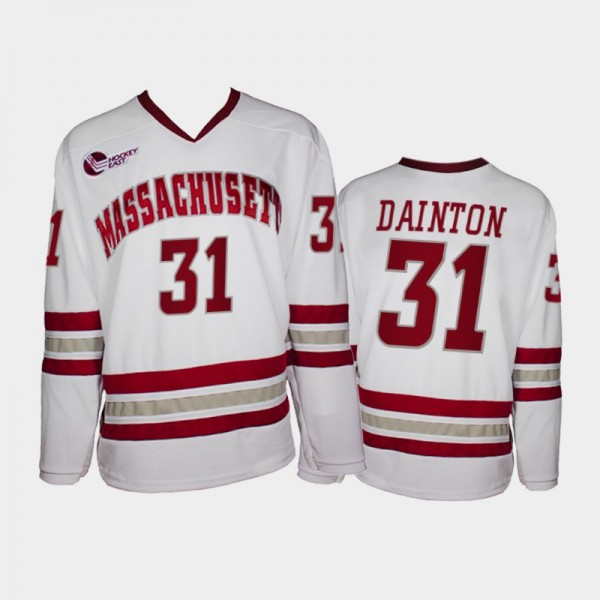 UMass Minutemen Paul Dainton #31 College Hockey Wh...