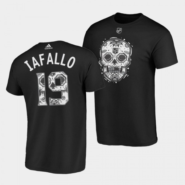 Alex Iafallo #19 Los Angeles Kings T-Shirt Unisex sugar skull Dia De Los Metros Night Black Tee