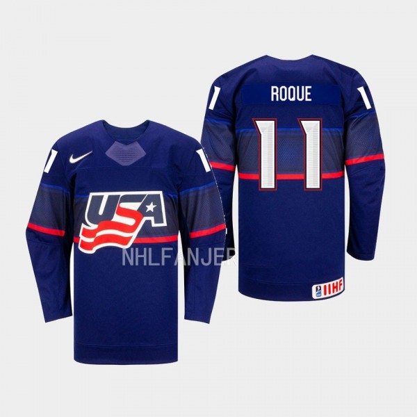 Abby Roque IIHF USA Hockey #11 Blue Away Jersey Un...