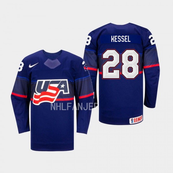 Amanda Kessel IIHF USA Hockey #28 Blue Away Jersey...