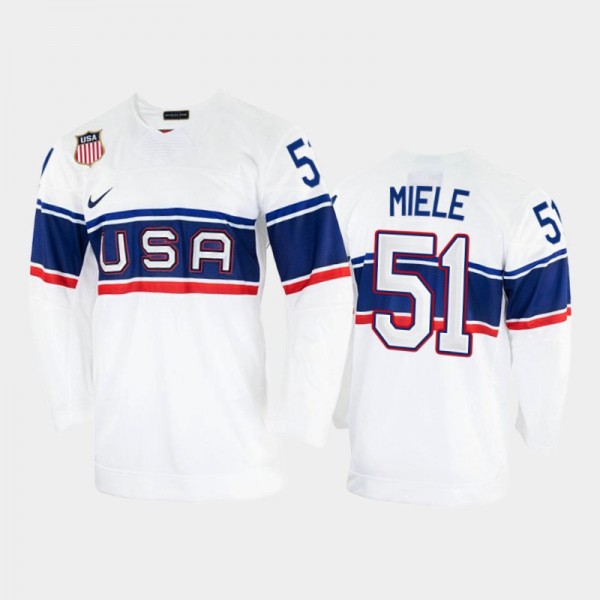 Andy Miele USA Hockey White Jersey 2022 Winter Oly...