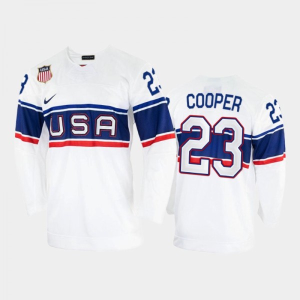 Brian Cooper USA Hockey White Jersey 2022 Winter O...