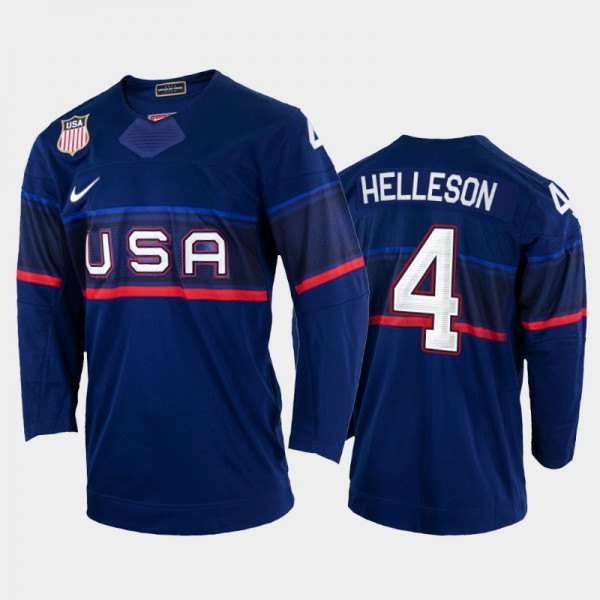 Drew Helleson USA Hockey Blue Jersey 2022 Winter O...