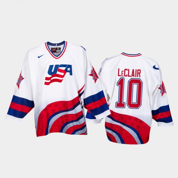 USA Hockey John LeClair 1996 World Cup White Class...