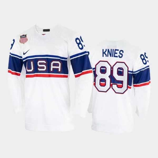 Matthew Knies USA Hockey White Jersey 2022 Winter Olympics