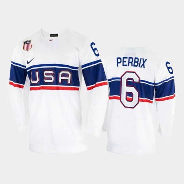 Nick Perbix USA Hockey White Jersey 2022 Winter Ol...