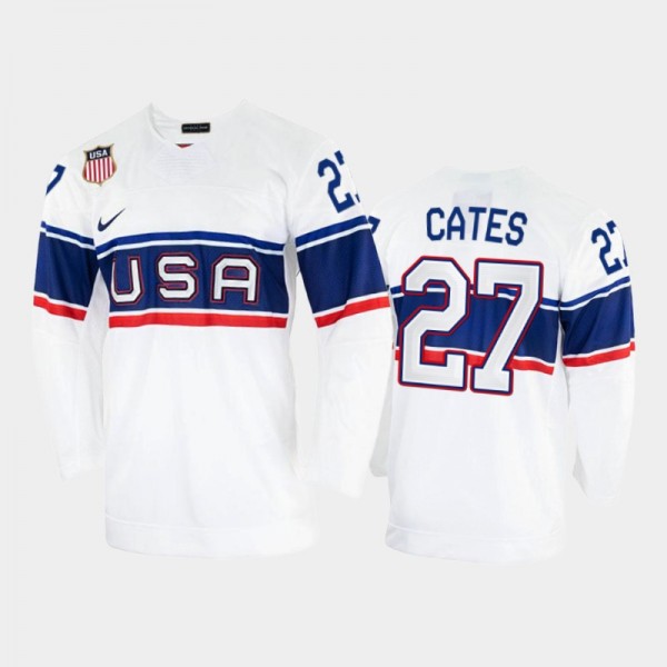 Noah Cates USA Hockey White Jersey 2022 Winter Oly...