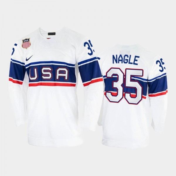 Pat Nagle USA Hockey White Jersey 2022 Winter Olym...