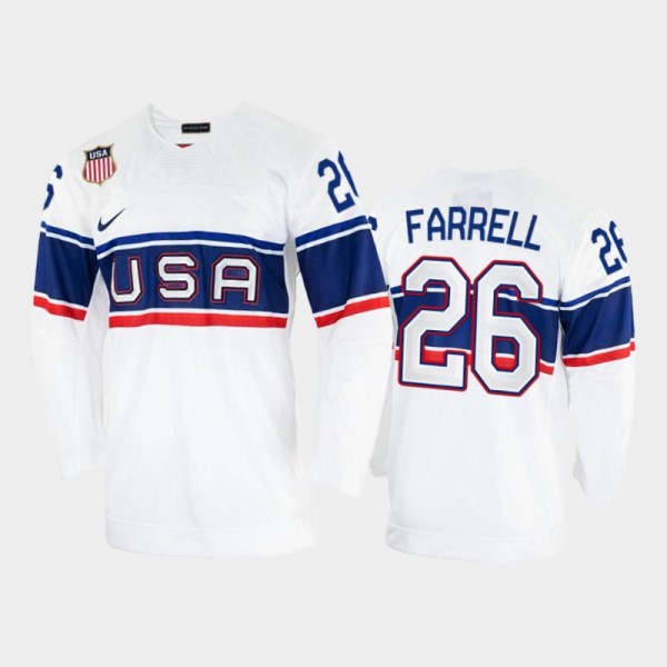 Sean Farrell USA Hockey White Jersey 2022 Winter O...