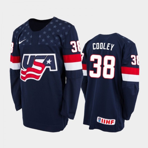USA Hockey U18 Logan Cooley 2022 NHL Draft Navy Aw...