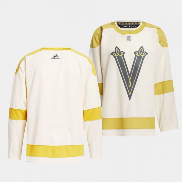 Vegas Golden Knights 2024 NHL Winter Classic # Cream Primegreen Authentic Jersey Men's