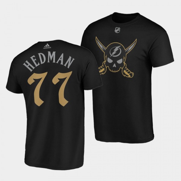 Victor Hedman #77 Tampa Bay Lightning Gasparilla inspired Pirate-themed Black T-Shirt