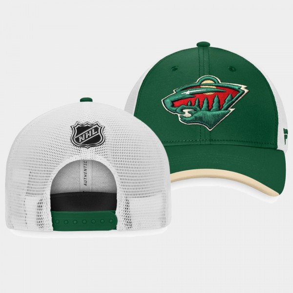 Minnesota Wild Authentic Pro Green Locker Room Trucker Snapback Hat