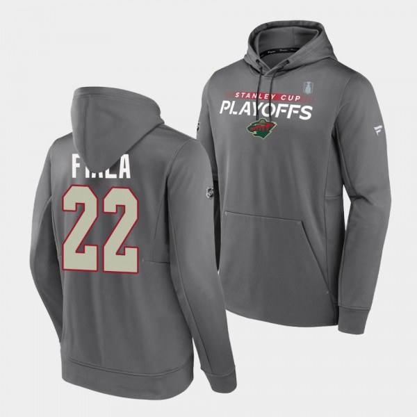 Minnesota Wild #22 Kevin Fiala 2022 Stanley Cup Playoffs Gray Hoodie Authentic Pro