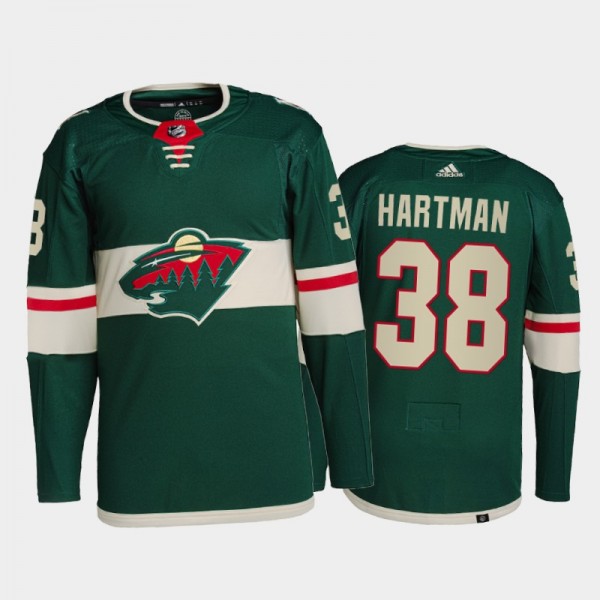 Ryan Hartman Minnesota Wild Primegreen Authentic Pro Jersey 2021-22 Green #38 Home Uniform