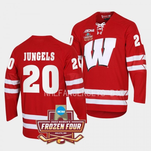 Wisconsin Badgers Vivian Jungels 2023 NCAA National Champions Red Womens Ice Hockey Jersey