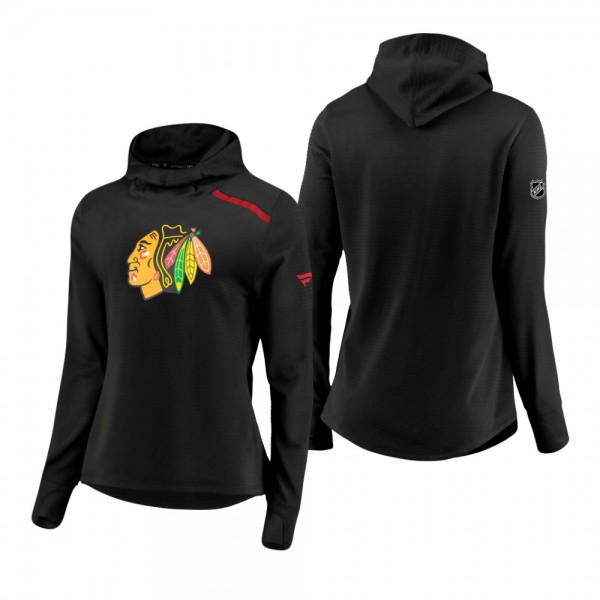 Women's Chicago Blackhawks Black Authentic Pro Rinkside Transitional Pullover Hoodie