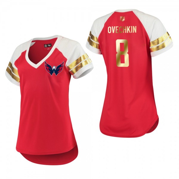 Women's Washington Capitals Alexander Ovechkin #8 Golden Edition 2019 Mother's Day Red T-Shirt