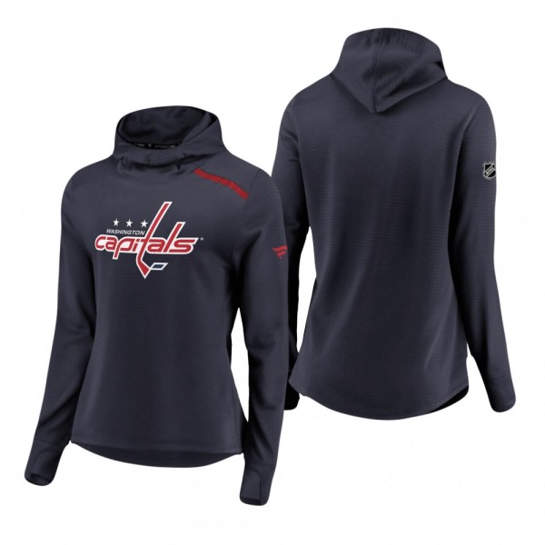Women's Washington Capitals Navy Authentic Pro Rinkside Transitional Pullover Hoodie
