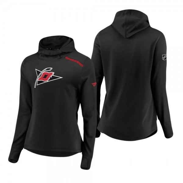 Women's Carolina Hurricanes Black Authentic Pro Rinkside Transitional Pullover Hoodie