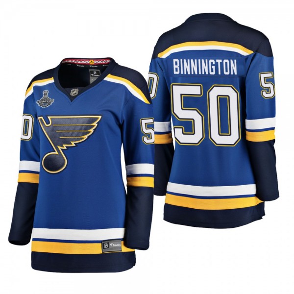 Blues Jordan Binnington #50 2019 Stanley Cup Champions Home Blue Jersey  -  Women's