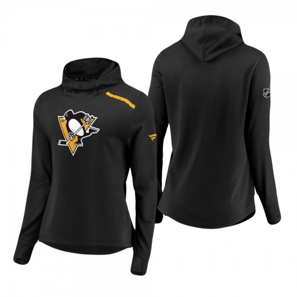 Women's Pittsburgh Penguins Black Authentic Pro Rinkside Transitional Pullover Hoodie