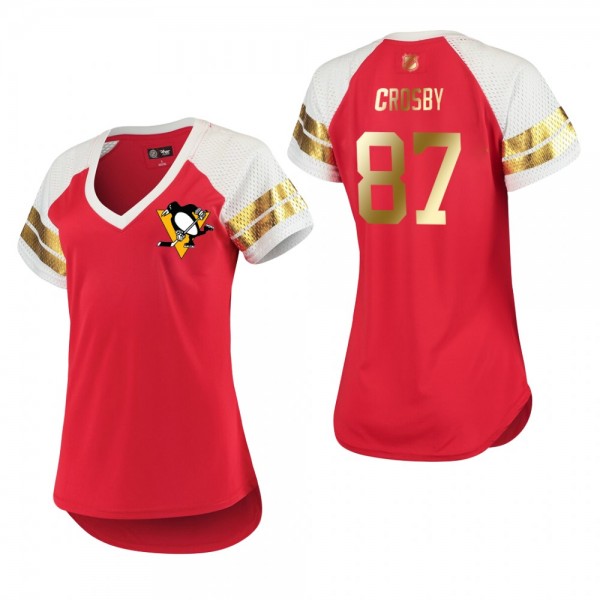 Women's Pittsburgh Penguins Sidney Crosby #87 Golden Edition 2019 Mother's Day Red T-Shirt