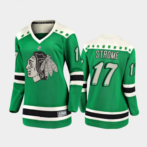 Women Chicago Blackhawks Dylan Strome #17 2021 St. Patrick's Day Jersey - Green