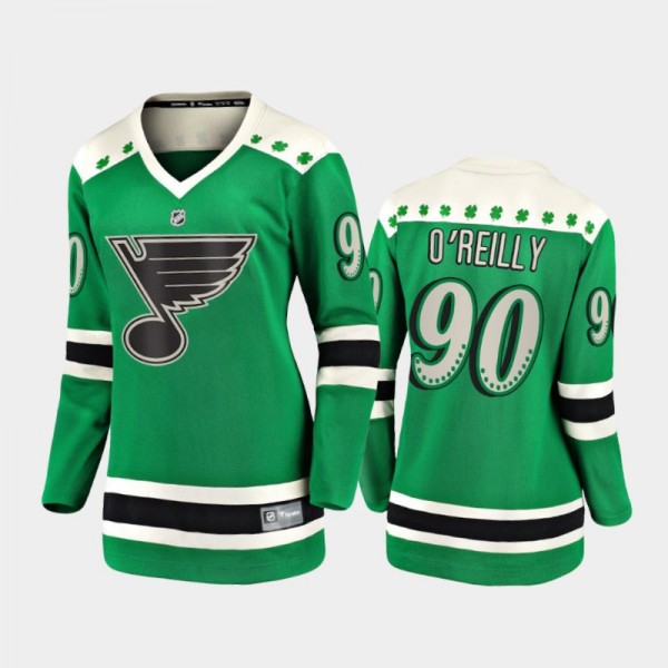 Women St. Louis Blues Ryan O'Reilly #90 2021 St. Patrick's Day Jersey - Green