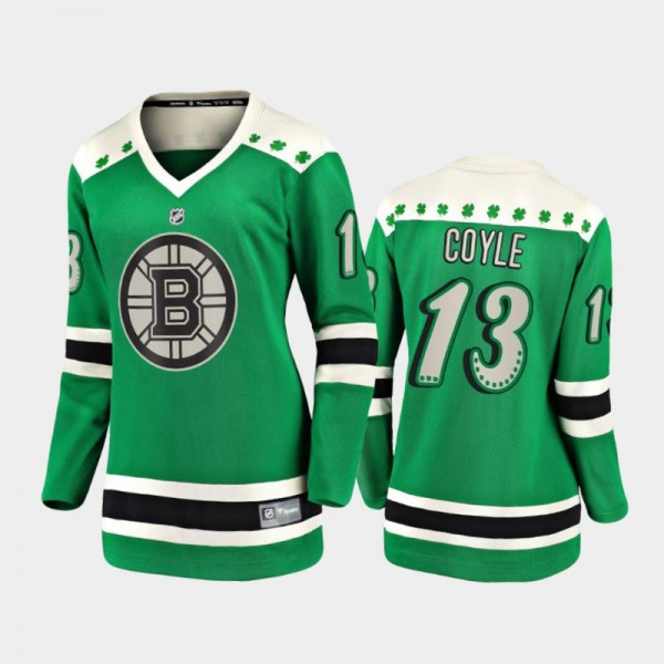 Women Boston Bruins Charlie Coyle #13 2021 St. Patrick's Day Jersey - Green