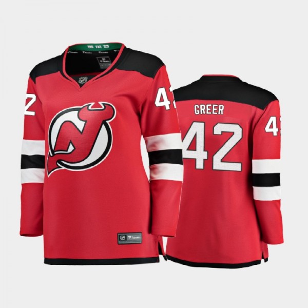 2021 Women New Jersey Devils A.J. Greer #42 Home J...