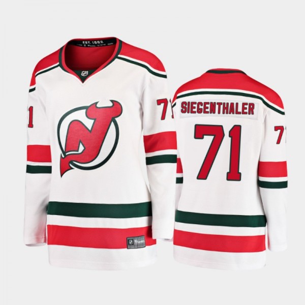 2021 Women New Jersey Devils Jonas Siegenthaler #71 Alternate Jersey - White