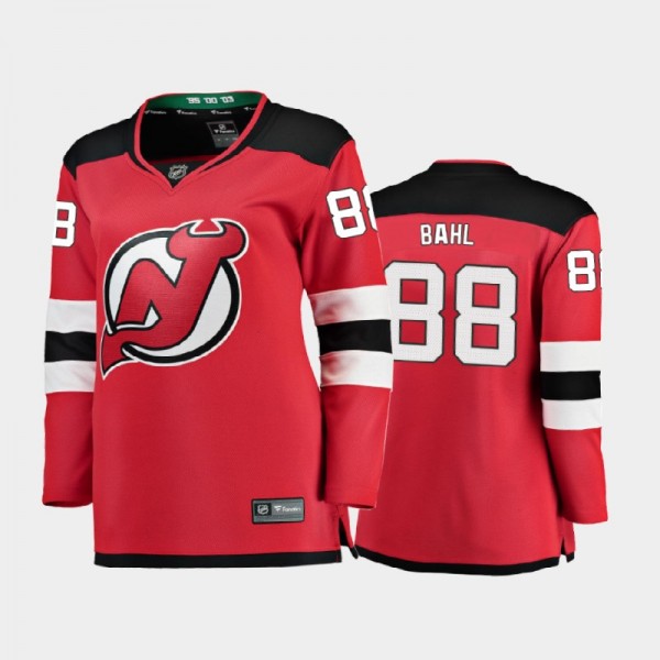 2021 Women New Jersey Devils Kevin Bahl #88 Home Jersey - Red