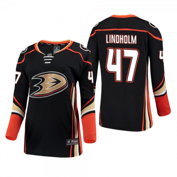 Women's Hampus Lindholm #47 Anaheim Ducks Home Breakaway Player Black Bargain Jersey
