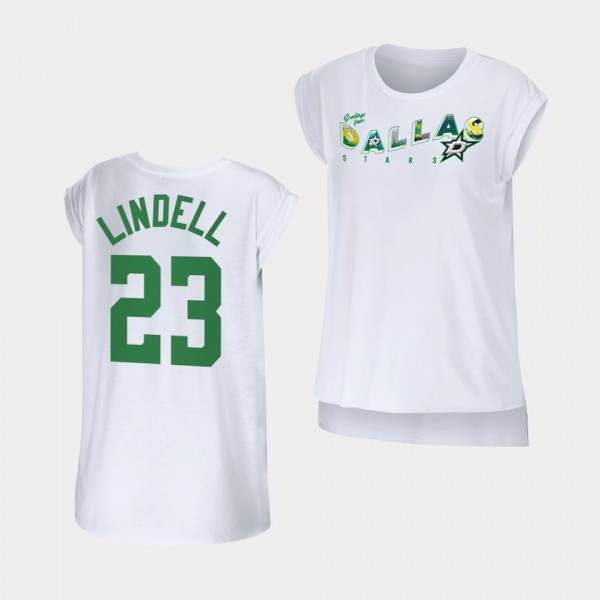 Dallas Stars WEAR by Erin Andrews Esa Lindell Women Greetings From Sleeveless White T-Shirt