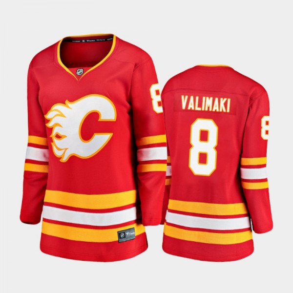 2020-21 Women's Calgary Flames Juuso Valimaki #8 Home Premier Breakaway Jersey - Red