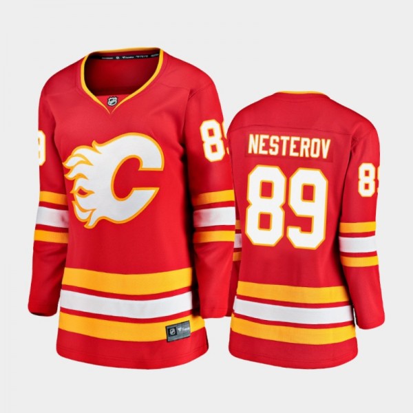 2020-21 Women's Calgary Flames Nikita Nesterov #89 Home Premier Breakaway Jersey - Red