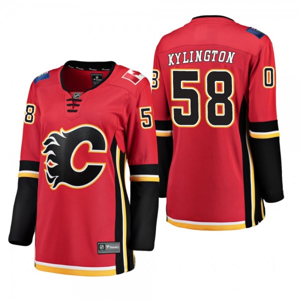 Women's Oliver Kylington #58 Calgary Flames Home Breakaway Player Red Bargain Jersey
