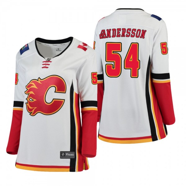 Women's Rasmus Andersson #54 Calgary Flames Away Breakaway Player White Bargain Jersey