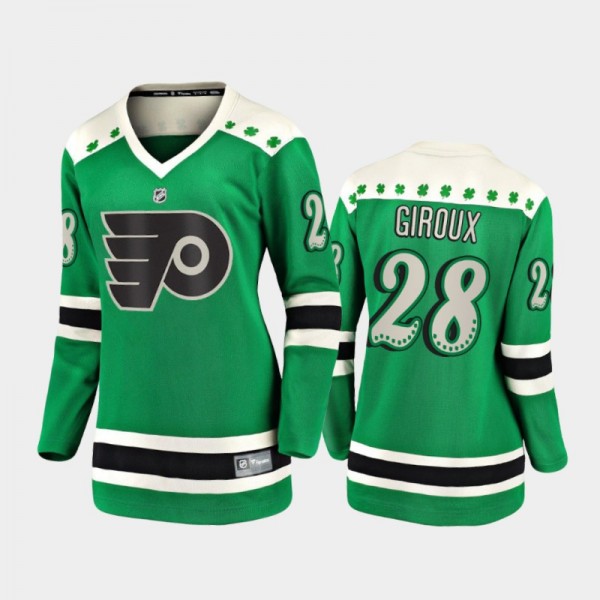 Women Philadelphia Flyers Claude Giroux #28 2021 St. Patrick's Day Jersey - Green