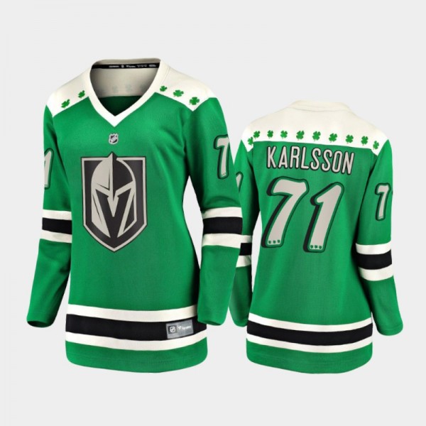Women Vegas Golden Knights William Karlsson #71 2021 St. Patrick's Day Jersey - Green