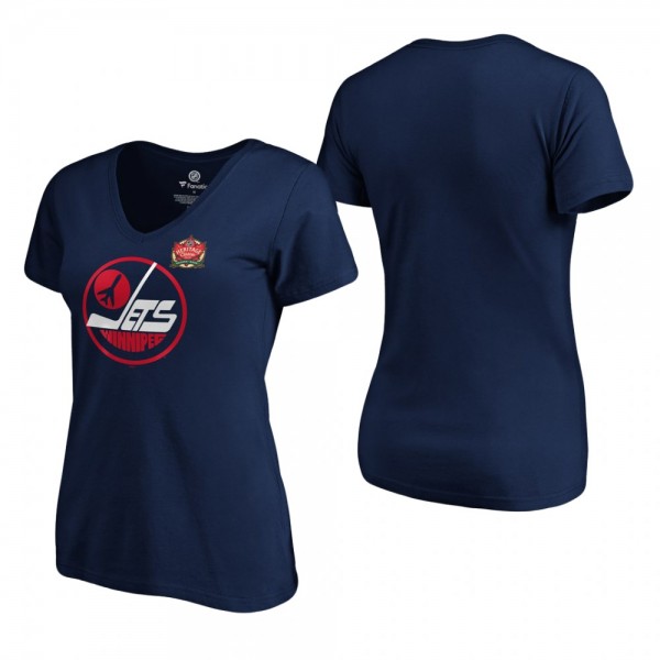 Women's Winnipeg Jets Heritage Classic Primary Logo Navy T-Shirt