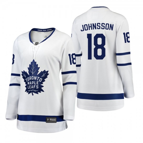 Women's Andreas Johnsson #18 Toronto Maple Leafs Away Breakaway Player White Bargain Jersey
