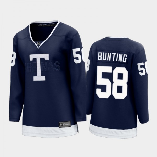 Women Toronto Maple Leafs Michael Bunting #58 Heritage Classic 2022 Jersey Navy