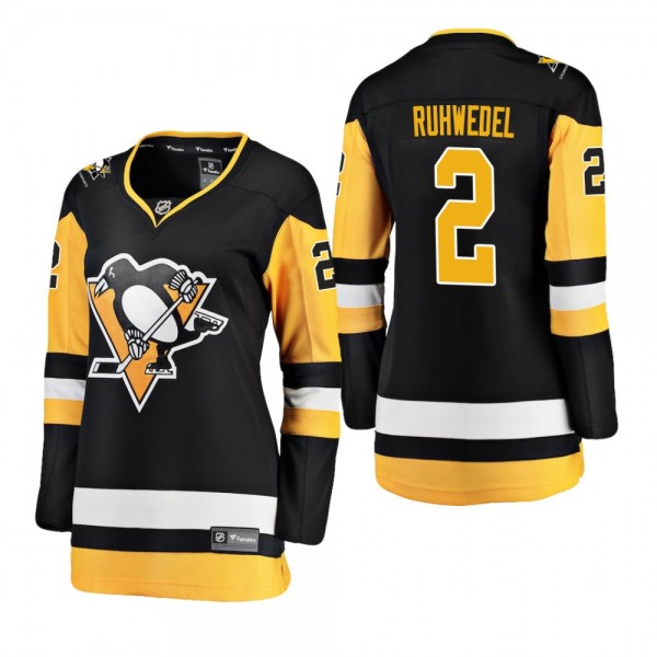 Women's Chad Ruhwedel #2 Pittsburgh Penguins Home Breakaway Player Black Bargain Jersey