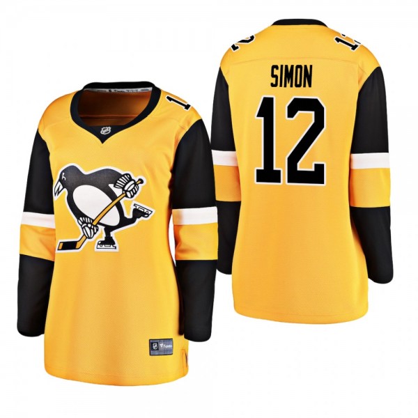 Women's Dominik Simon #12 Pittsburgh Penguins 2019 Alternate Breakaway Player Gold Bargain Jersey