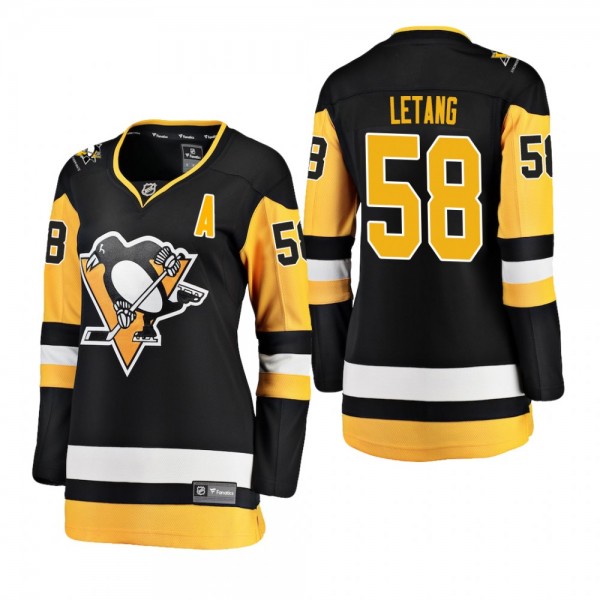 Women's Kris Letang #58 Pittsburgh Penguins Home Breakaway Player Black Bargain Jersey