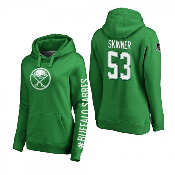 Women's Jeff Skinner #53 Buffalo Sabres Pullover St. Patrick's Day Hoodie Green