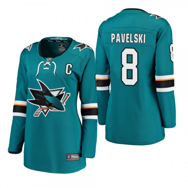 Women's Joe Pavelski #8 San Jose Sharks Home Breakaway Player Teal Bargain Jersey