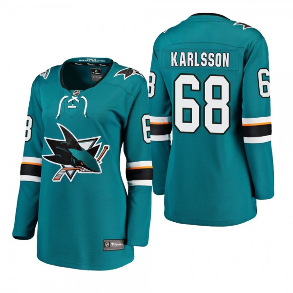 Women's Melker Karlsson #68 San Jose Sharks Home B...